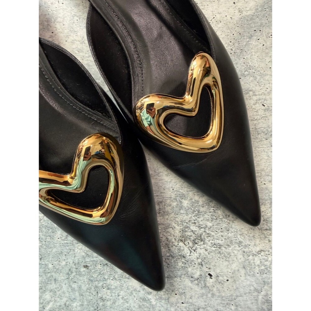 Maeve Black Gold Heart Mules 40 - Picture 2 of 7